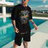 3D Printing Oversized Trend T-shirt Novelty Suit Harajuku Leisure Mature Short Sleeve Set Mature Large Size Loose Menswear