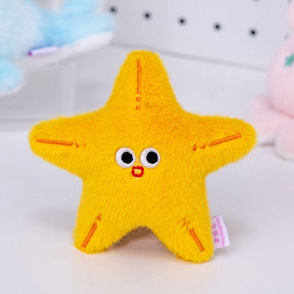 Starfish Ocean Animal Plush Keychain Soft Fluffy Whale Keyring Cute Seahorse Pendant  Birthday Gift