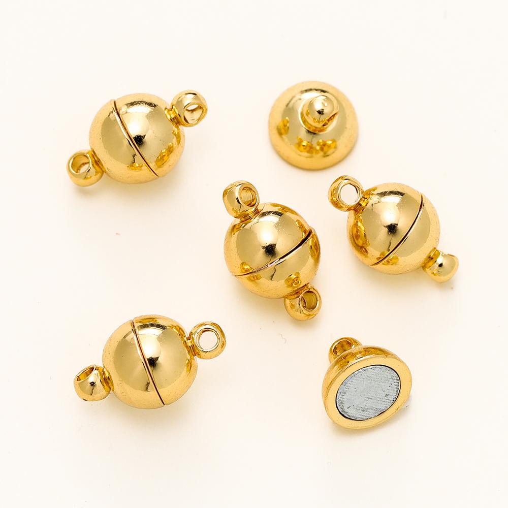 4/6pcs/pack 8*14MM 14K/18K Gold Plated Brass Magnetic Bracelet Clasp Beads for Handmade DIY Jewelry Making Accessories