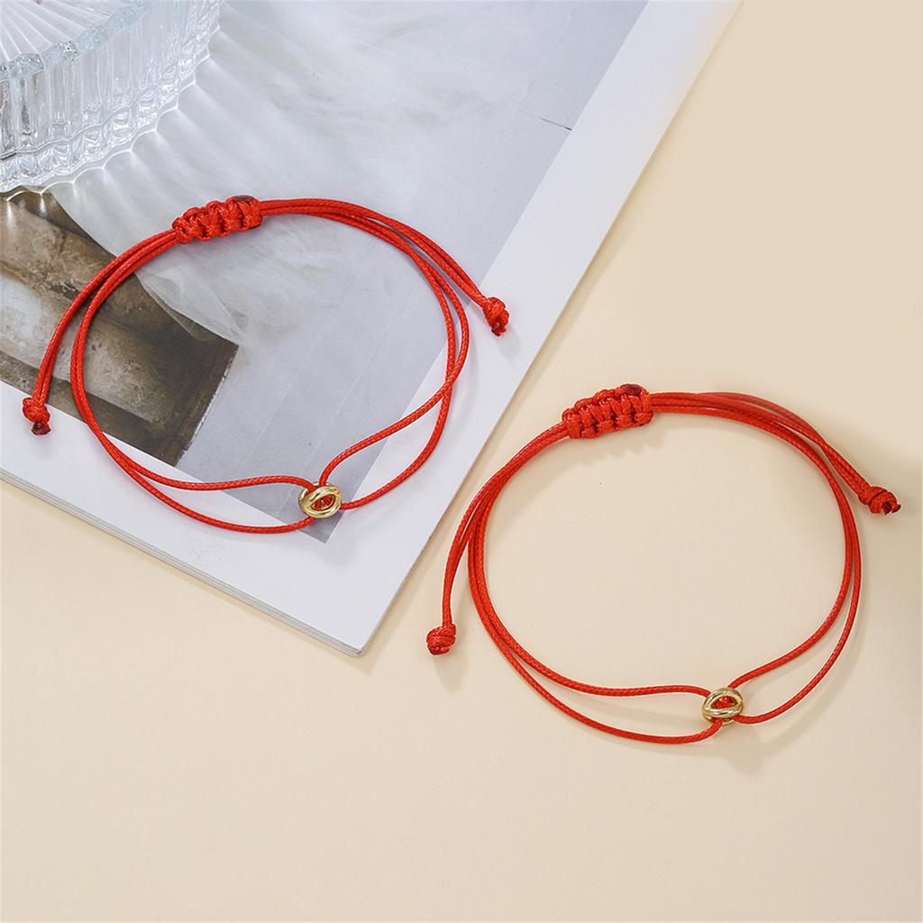 2pcs Couple Bracelets Good Luck Beads Handchain Adjustable Handmade Wristchain Braided Rope Wristchain Accessory