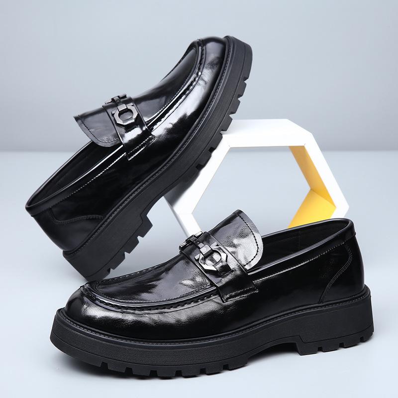 Large Size Men's Shoes, Lazy Business One-pedal Casual Leather Shoes, Men's Thick-soled Leather Breathable