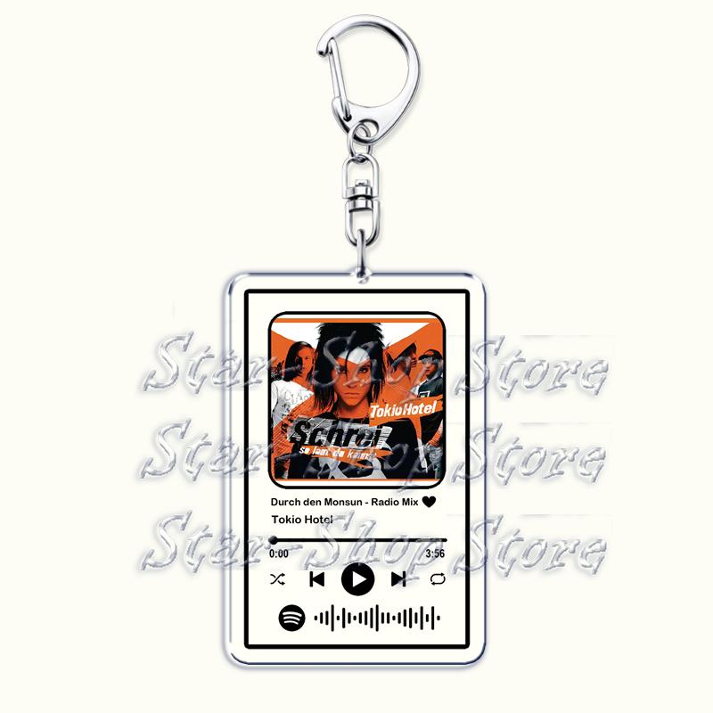

Popular Tokio Hotel Music Keychains for Women Man Accessories Bag Tom Bill Kaulitz Song Playlist Code Keying Jewelry Fans Gifts