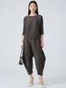 Miyake Women's High-End Flattering T-shirt & Irregular Harem Pants Two-Piece Set