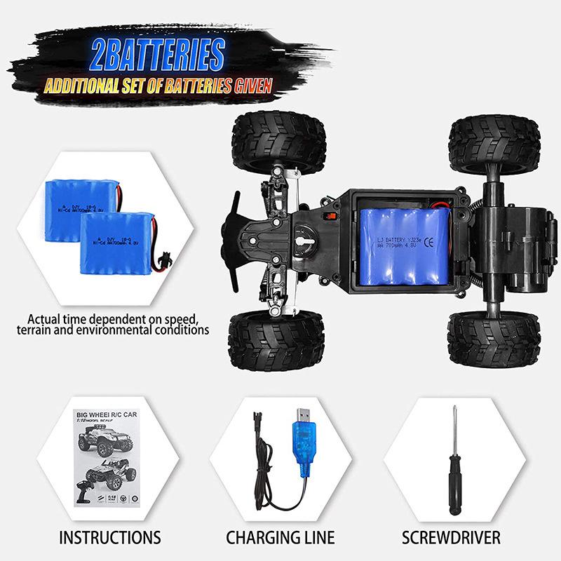 High-Speed 1:18 Big Foot Off-Road Remote Control Car - Short Course Racing & Climbing Toy