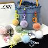 Lightweight Ball Pendant Plush Keychain, Fluffy Pompom with Hollow Star, Backpack Decorative Bag Charm Purse Accessories, Gift for Women Girls Star