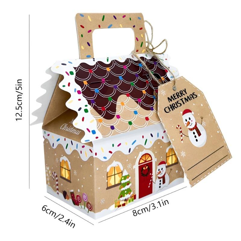 24 Pcs Christmas Gingerbread House Treat Boxes Cardboard Cookie Goody Gable Candy Bags Cupcake Holders for Party Favors