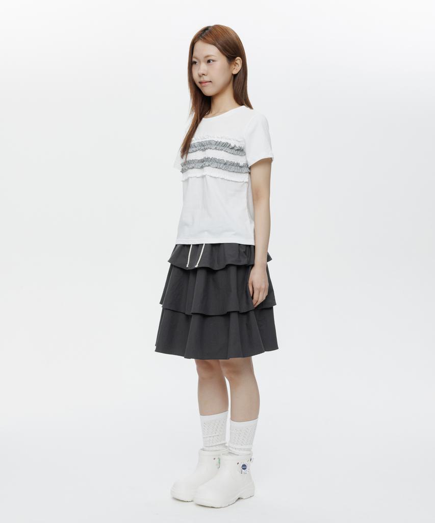 Ohesio Dot Frill T-Shirt, White
