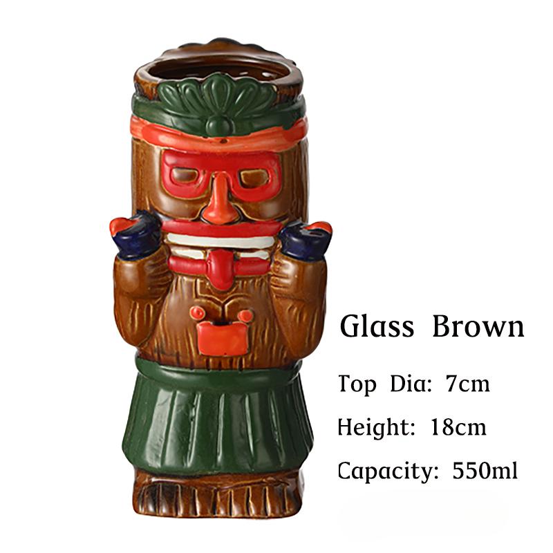1PCS Tiki Mugs Ceramic Hawaiian Tiki Drinkware, Cute Exotic Cocktail Glasses, Tiki Bar