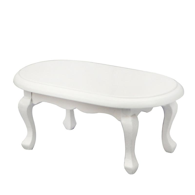 Wooden Oval Simulation Mini Tea Table Toy European Retro Style 1:12 Doll House Furniture Model