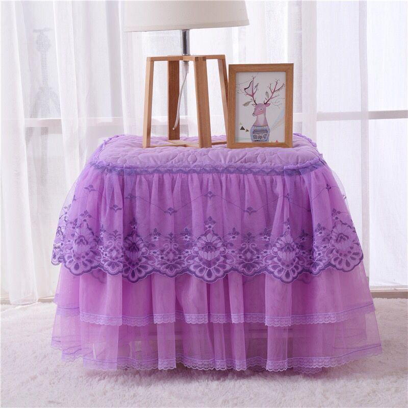 Romantic Lace Bedside Cabinet Table Cover Quilted Dust Cover Bedroom Bedside Table Skirt Cotton Padding Tablecloth