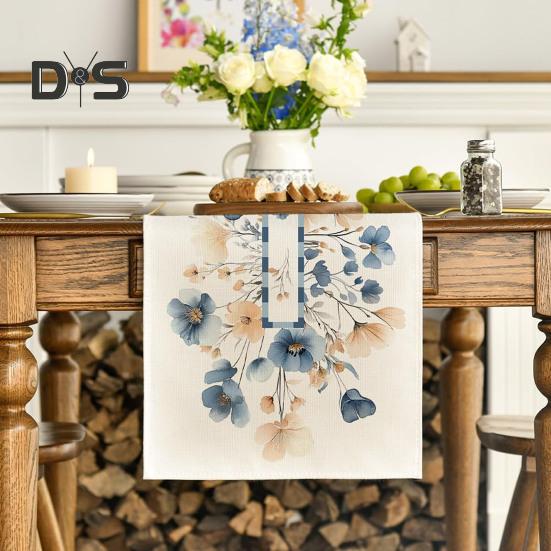 Table Runner Christmas Floral Printing Machine Washable Home Party Decoration Table Runner Protects Table from Heat Scratches Spills Tablecloth