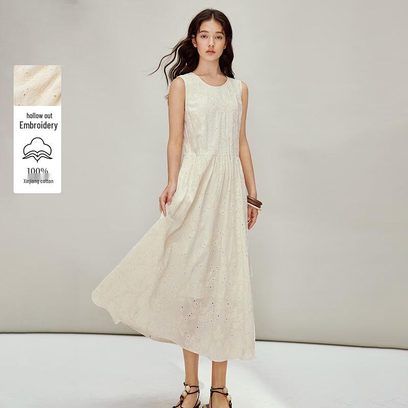 INMAN Французское платье-безрукавка из чистого хлопка с вышивкой M