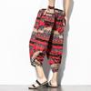Harajuku Lässige Haremshosen mit weitem Bein für Männer 2024 Sommer Baumwolle Strand Baggy Pants Chinesischer Stil Prinitng Wadenlange Hose