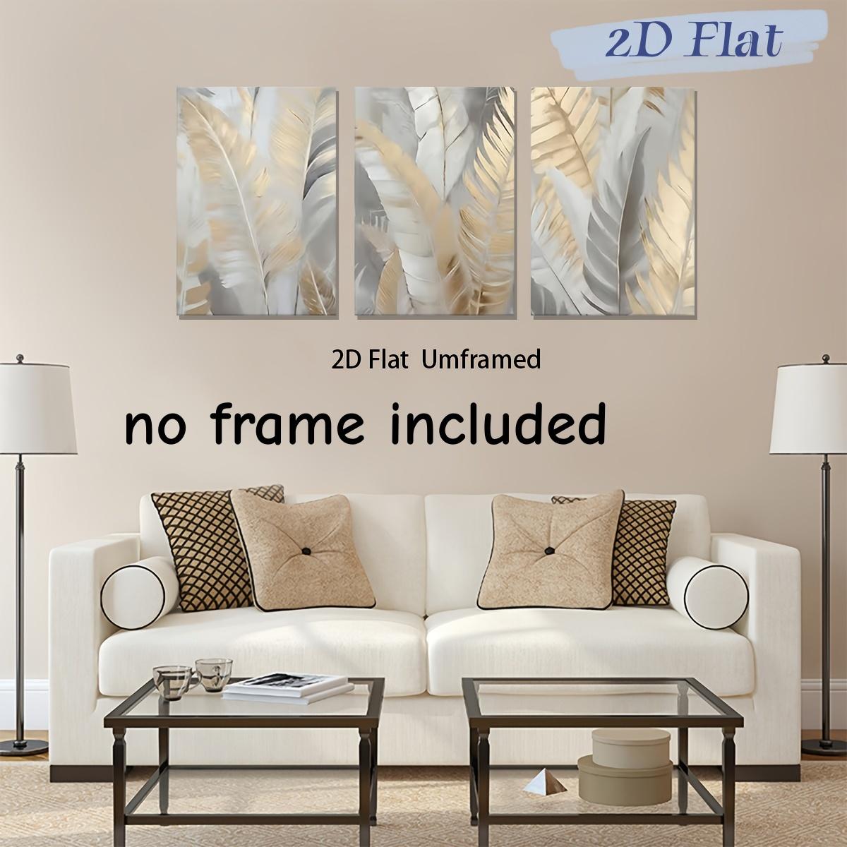

3 pieces of polyester abstract art wall decoration, gold and white feathers, luxurious style decoration, minimalist home decorat (as the picture,20x30cm-3pcs)
