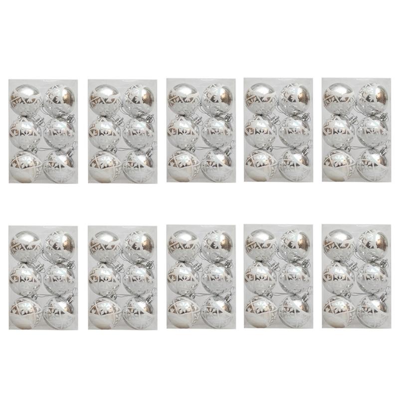 

10Pack Shatterproof Baubles Hanging Ornament for Christmas Tree Decorations Christmas Tree Pendant Festival House Decors серебряный