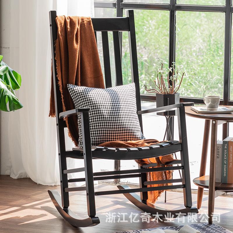 

Уличное кресло-качалка из цельного дерева, американское деревенское кресло для лужайки, кресло для веранды чёрный