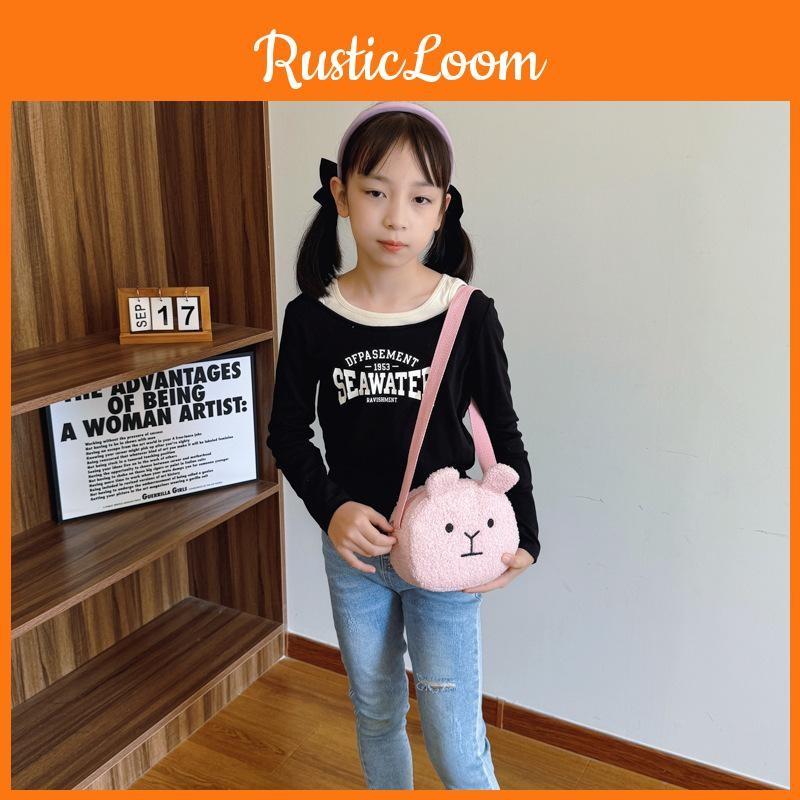 Mini Plush Whimsical Dog Bag For Children Unisex Fun And Breathable Design For Everyday Use In Black Cream Brown Pink