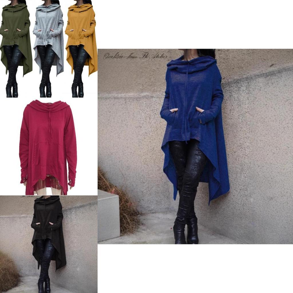 Plain Long Sleeve Hoodie Sweatshirt With Midlength Design For Women Winter
