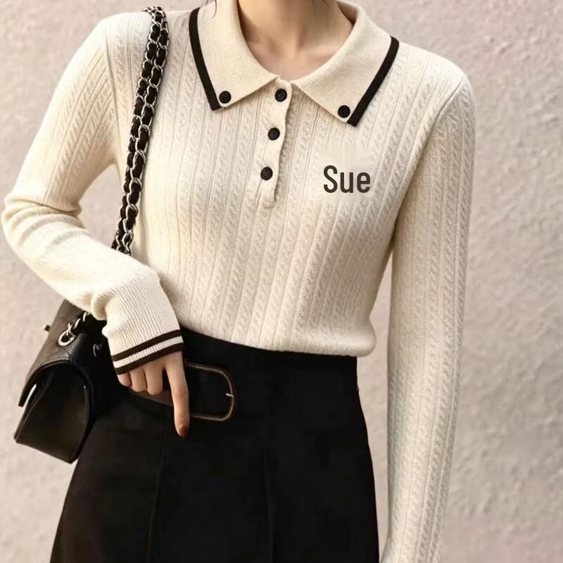 La Chapelle Women's French Cable Knit Polo Sweater