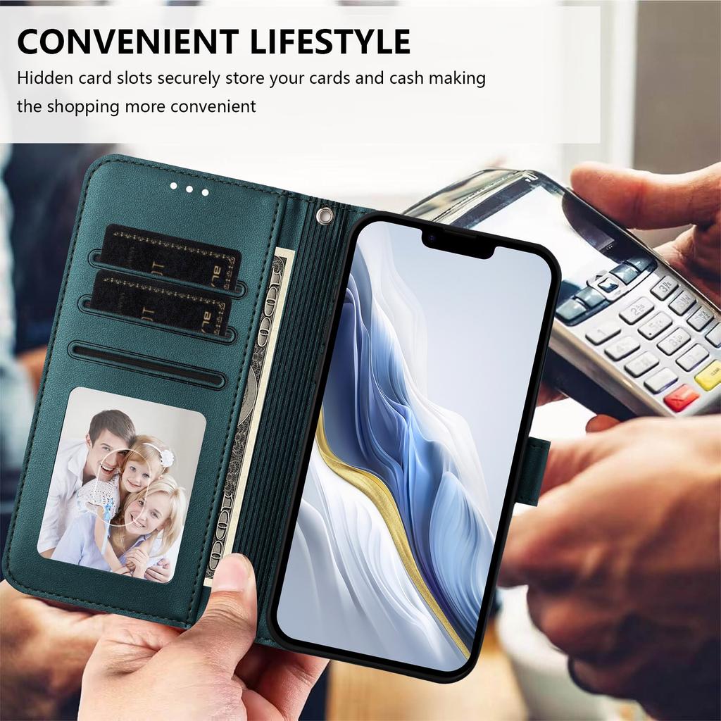 For iPhone 17 Pro Leather Case Wallet Stand Phone Cover with Wrist Strap