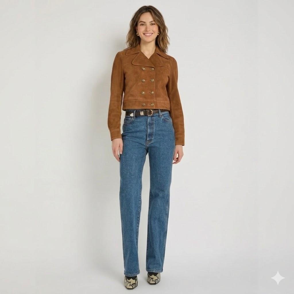 Handmade Stylish Jacket Women s Suede Genuine Lambskin Leather Slim Fit Brown S коричневый