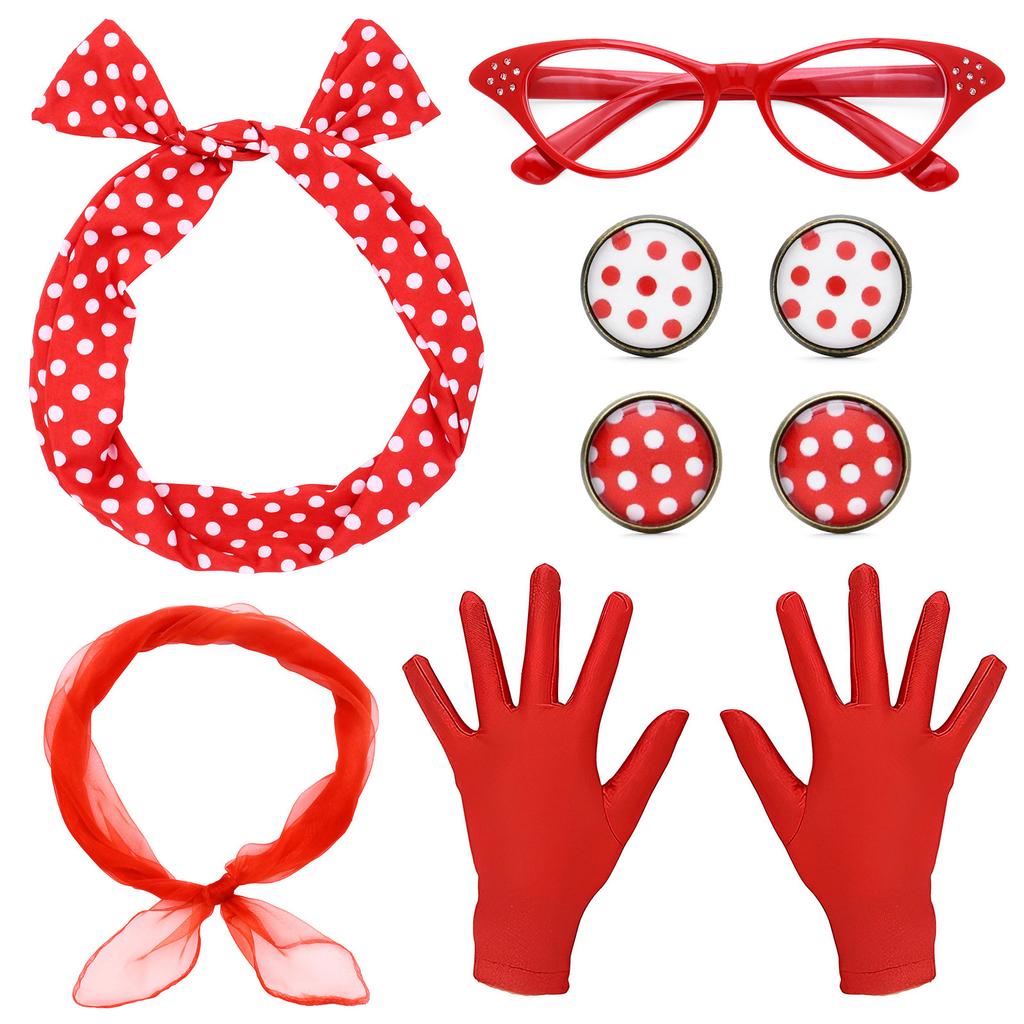 Dot Trio Costume Set For Cosplay Enthusiasts Adjustable Headband Earrings And Glasses