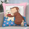 Cute Monkey Pillow Case Holding Bear Cartoon Art Deco Cushion Cover with Zipper Machine Washable Suitable for Childrens Room