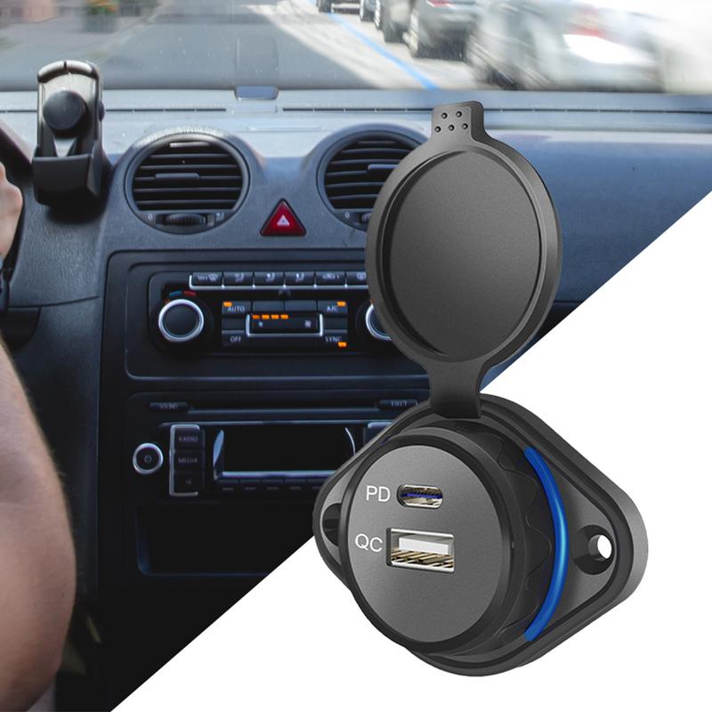 12-24V Car Charger Socket PD Fast Chargers Multi USB Charger Power Socket Adapter Charging Panel Mount For Car Motorcycle RV