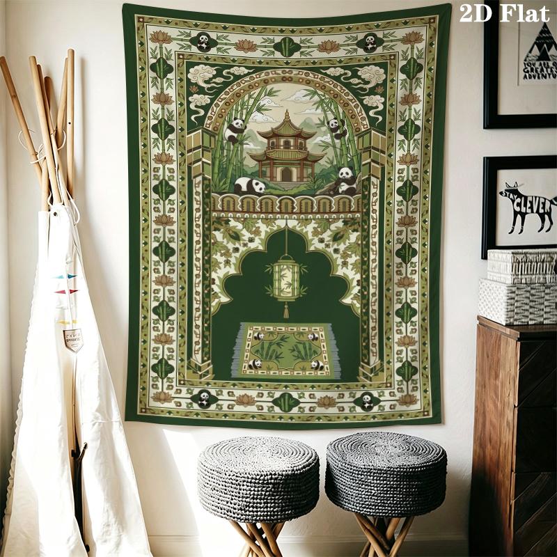 Bear and Panda Wall Tapestry Aesthetic Wall Hanging Printed Fabric Blanket Decorative Tapestries for Bedroom Living Room Home Decor