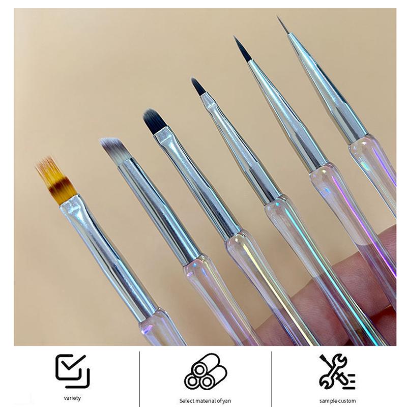 

6Pcs/Set Nail Art Pen Lllusory Color With Cover Nail Construction Painting Brush Uv Gel Extension Drawing Carving Pen Diy