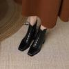 Fashion 2025 Fashion Women Shoes Split Leather Short Boots Square Toe Chunky Boots Winter Shoes Women Solid High Heel Boots for Women