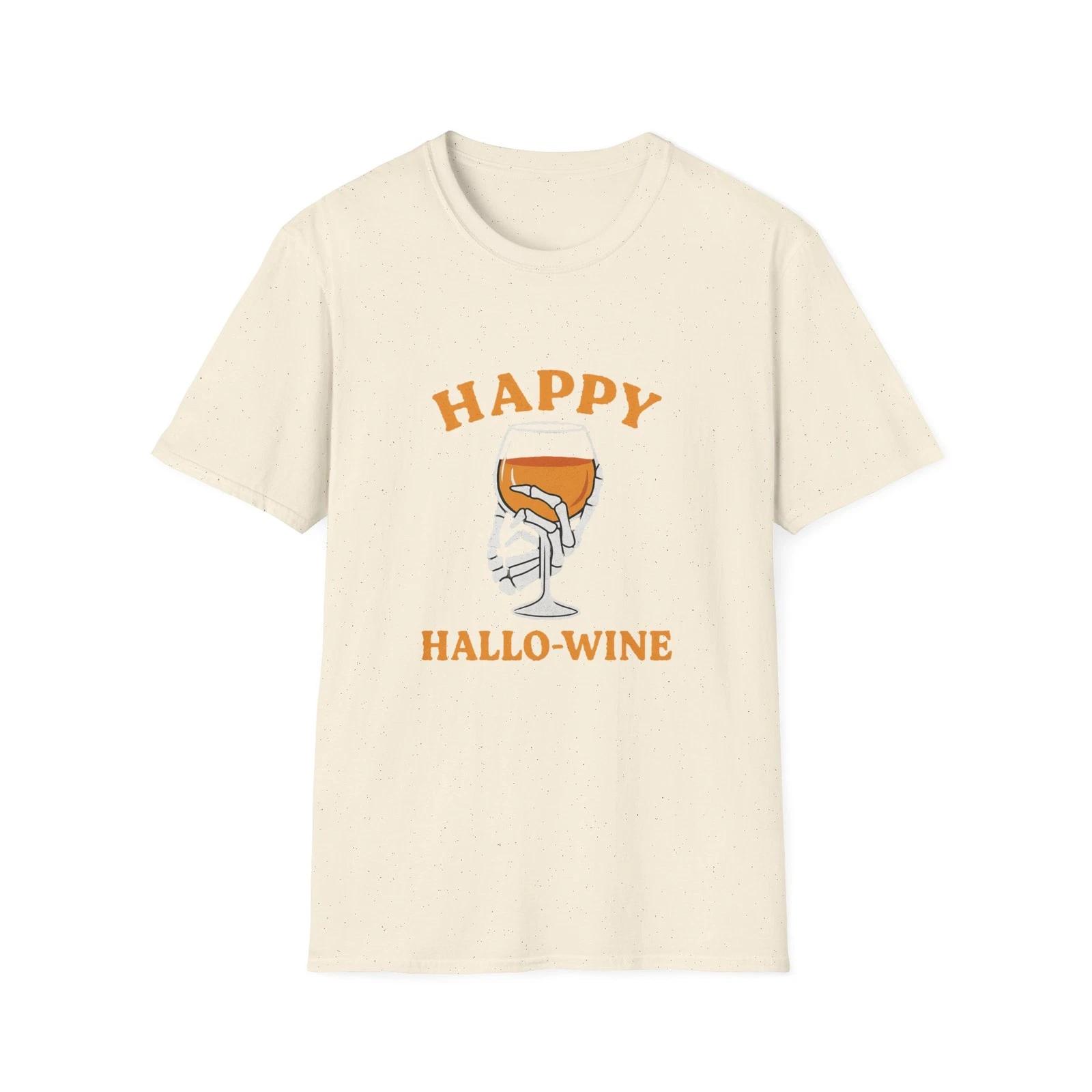 Happy Hallo-Wine Unisex T-Shirt, Funny Wine Shirt, Halloween Apparel, Wine [...] 4XL