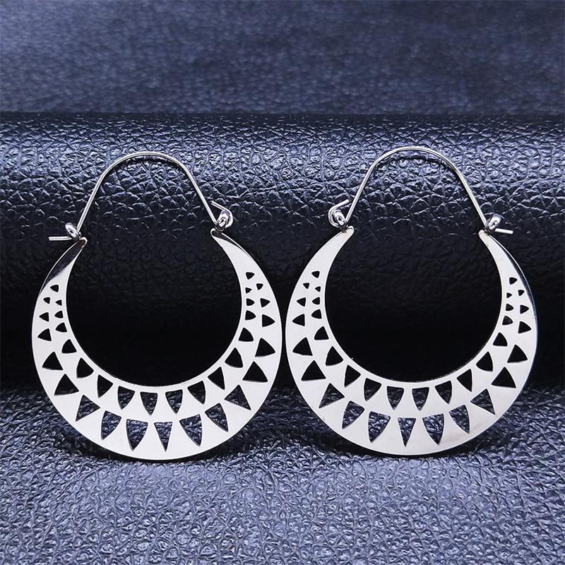 Trendy Yoga Lotus Flower Earrings Stainless Steel Gold Color Hoop Earrings for Women Jewelry boucles d'oreilles E9360S01