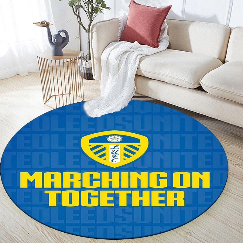 Leeds United Logo Pattern Round rug,Carpet Rug for Living Room Bedroom Playroom ,Non-slip Floor Mat,Holiday Gifts and Birthday Gifts.