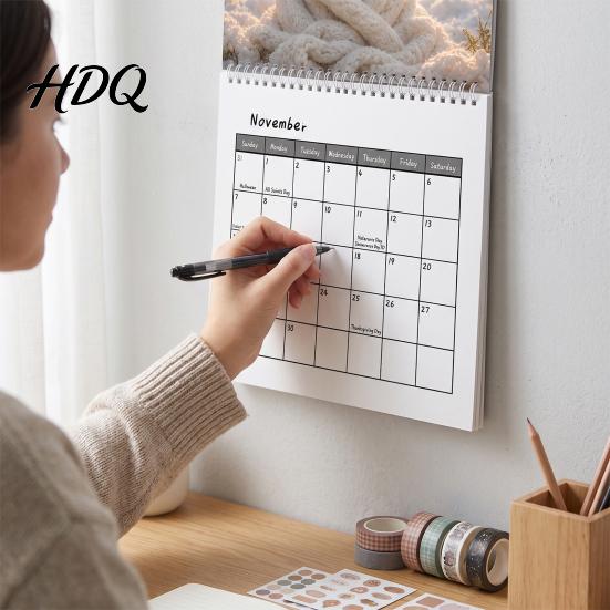 Wall Hanging Planner 2027 Pomeranians Calendar Cute Dog Square Monthly Spiral Binding Gift for Lovers 12 Month Home Office Lover Gifts Thick Paper