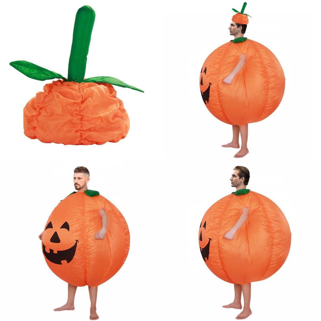 Pumpkin Halloween Costume Inflatable Suit With Cartoon Doll For Walking