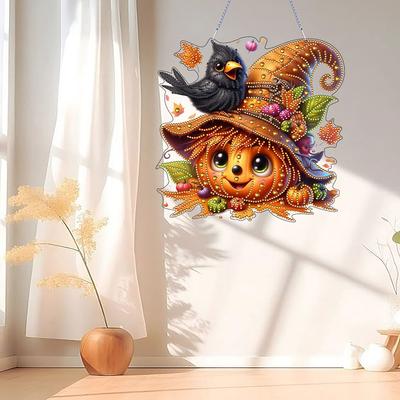 2D Flat DIY Rhinestone Diamond Art Window Pendants Double-sided Printing Diamond Art Pendant Window Hanging Art for Home Decor