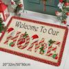 Paw Print Reindeer Christmas Doormat Non-Slip Washable Entrance Rug Indoor Outdoor Winter Home Decor Mat