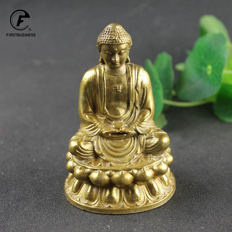 Antique Copper Tathagata Buddha Statue Home Decorations Sculpture Vintage Living Room Office Desk Ornaments Miniatures Figurines