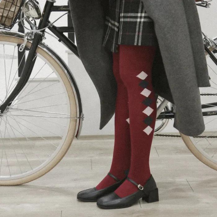 Red Diamond Cotton Stockings