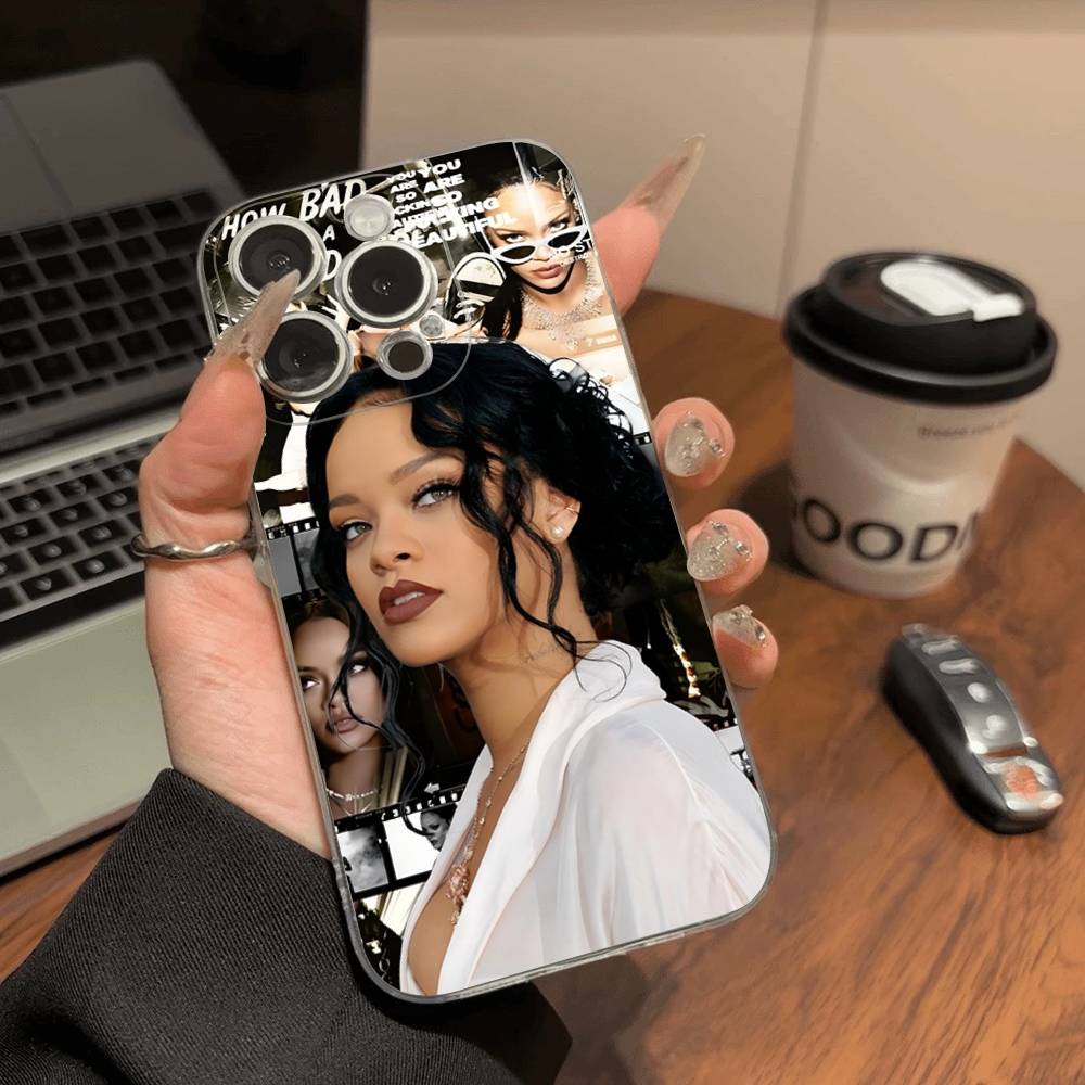 R-Rihanna Popular Singer Star Shockproof Silicone Clear Case for iPhone 17 16 15 14 13 12 11 Mini Pro Max Plus Cover