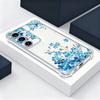 Blue Purple Flower Case For Samsung Galaxy S26 S25 S24 Ultra S23 S22 Plus S21 FE A54 A15 A25 A35 A55 A16 A26 A36 A56 A17 A37 A57 5G Clear Soft Cover