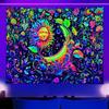 Blacklight UV Reactive Tapestry Psychedelic Trippy Wall Hanging Peach Skin 2D Flat Print Bedroom Aesthetic Party Decor 150x130