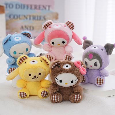 Sanrio Kawaii Pluche Sleutelhanger Pop Hello Kitty My Melody Kuromi Cinnamoroll Cartoon Dier Knuffel Hanger Rugzak Decoratie