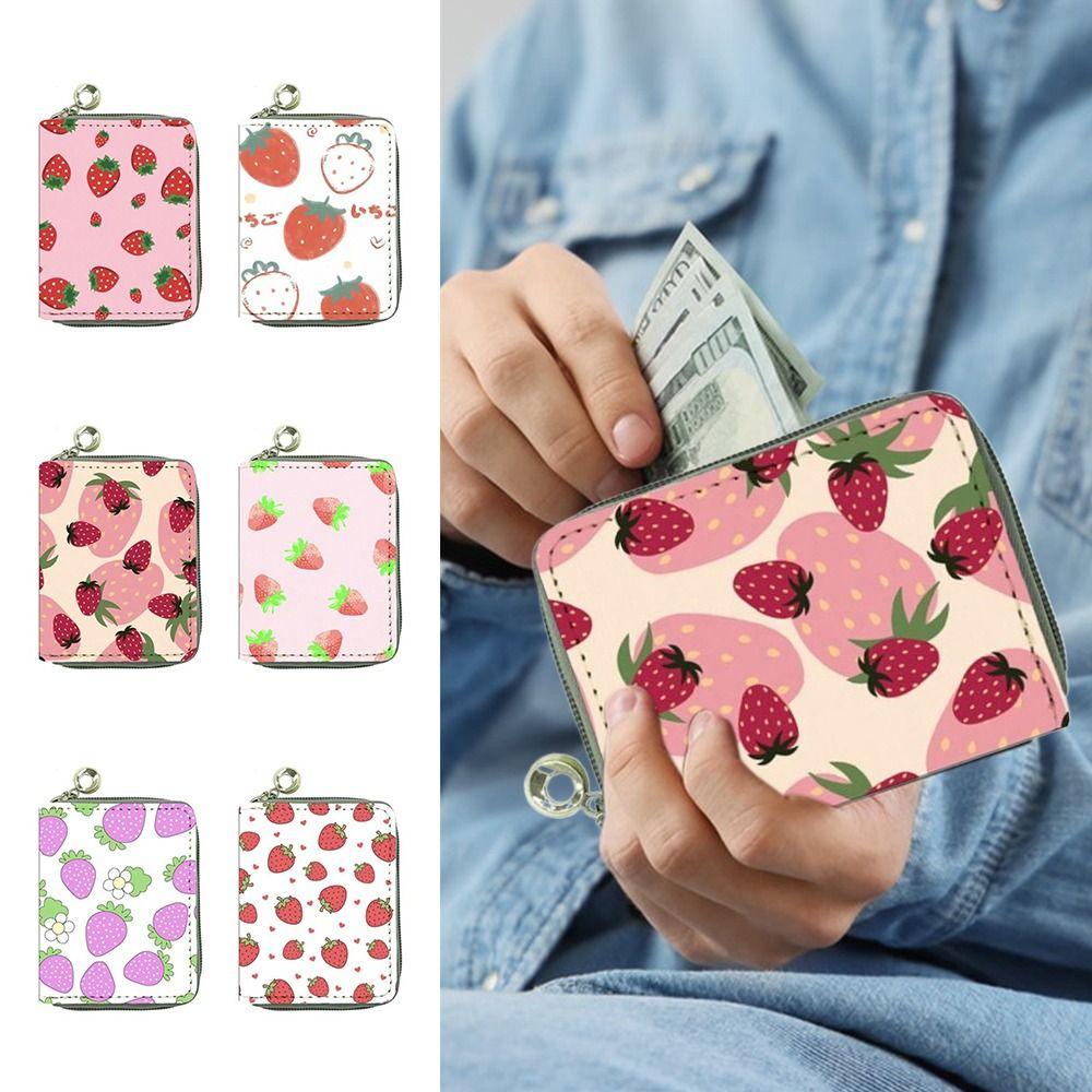 

Fruit Strawberry Card Holder PU Leather Coin Purse Portable Short Wallet Ladies 6