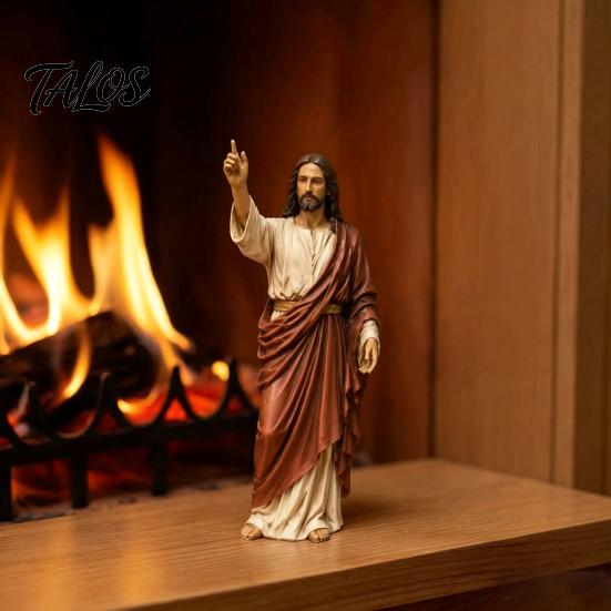 Decorative Collectible Religious Statues Jesus Reading Book Resin Figurine, Small Statue for Bookshelf Mantel Prayer Baptism Communion Gifts Believers