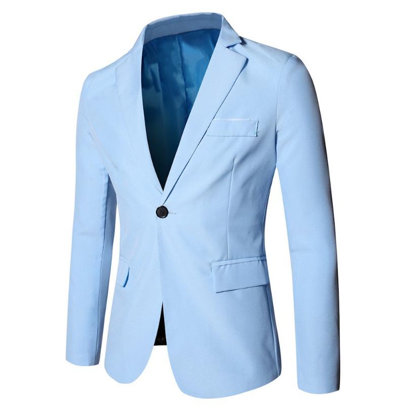 Men S Slim Fit Casual Suit Jacket Long Sleeve Solid Color