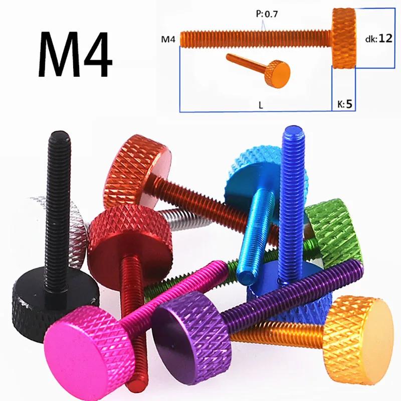 2pcs M3 M3.5 M4 M6 Colourful Aluminum Alloy Thumb Screw Flat Cylindrical Head Hand Tighten Bolt DIY Computer Case Anodizing