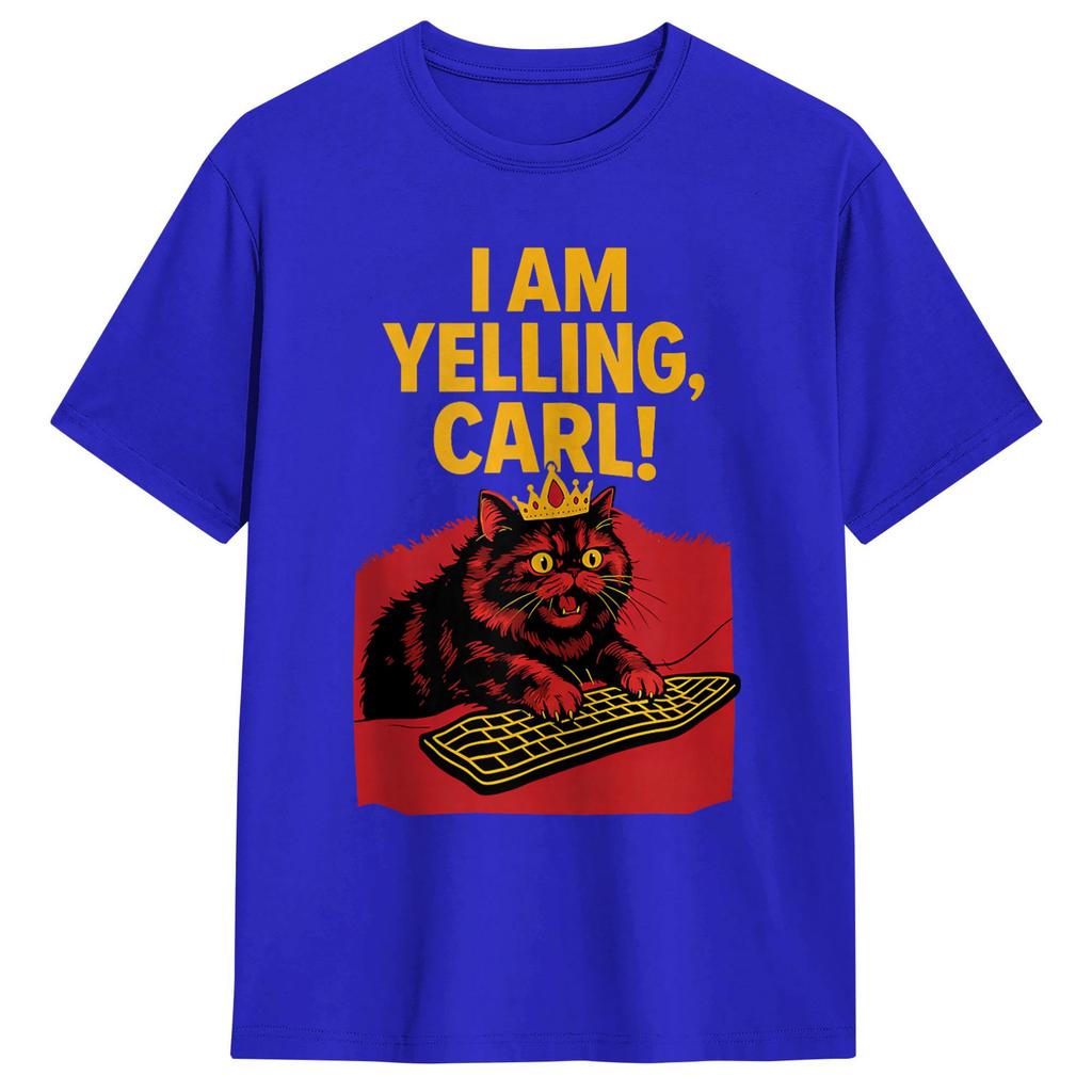 I Am Yelling Carl Screaming Cat Meme T Shirt Harajuku Tshirts Shortsleeve Vintage Tops Summer 100 Cotton 4xl 5xl 6xl Tees