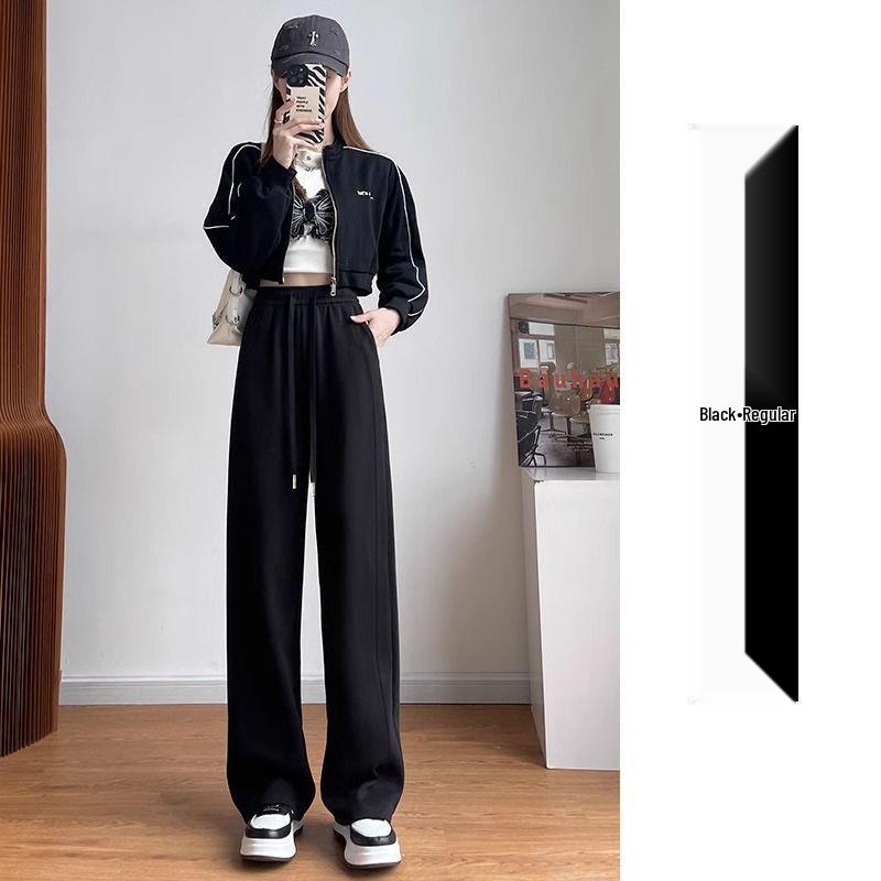 

2025 New Wide Leg Sweatpants for Middle and High School Girls – Spring/Autumn Casual Sports Wear L (111-130 lbs)